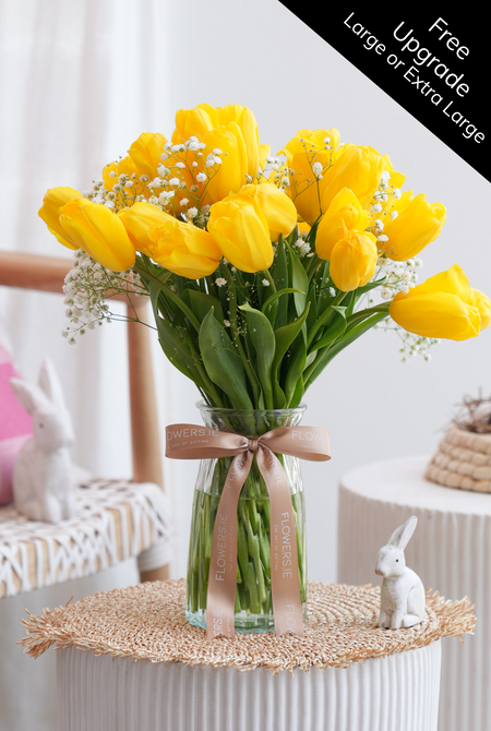 Easter Yellow Tulips - Vase (Free Upgrade To Large Or Extra Large)