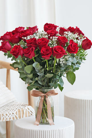 Valentine 24 Luxury Red Roses - Vase