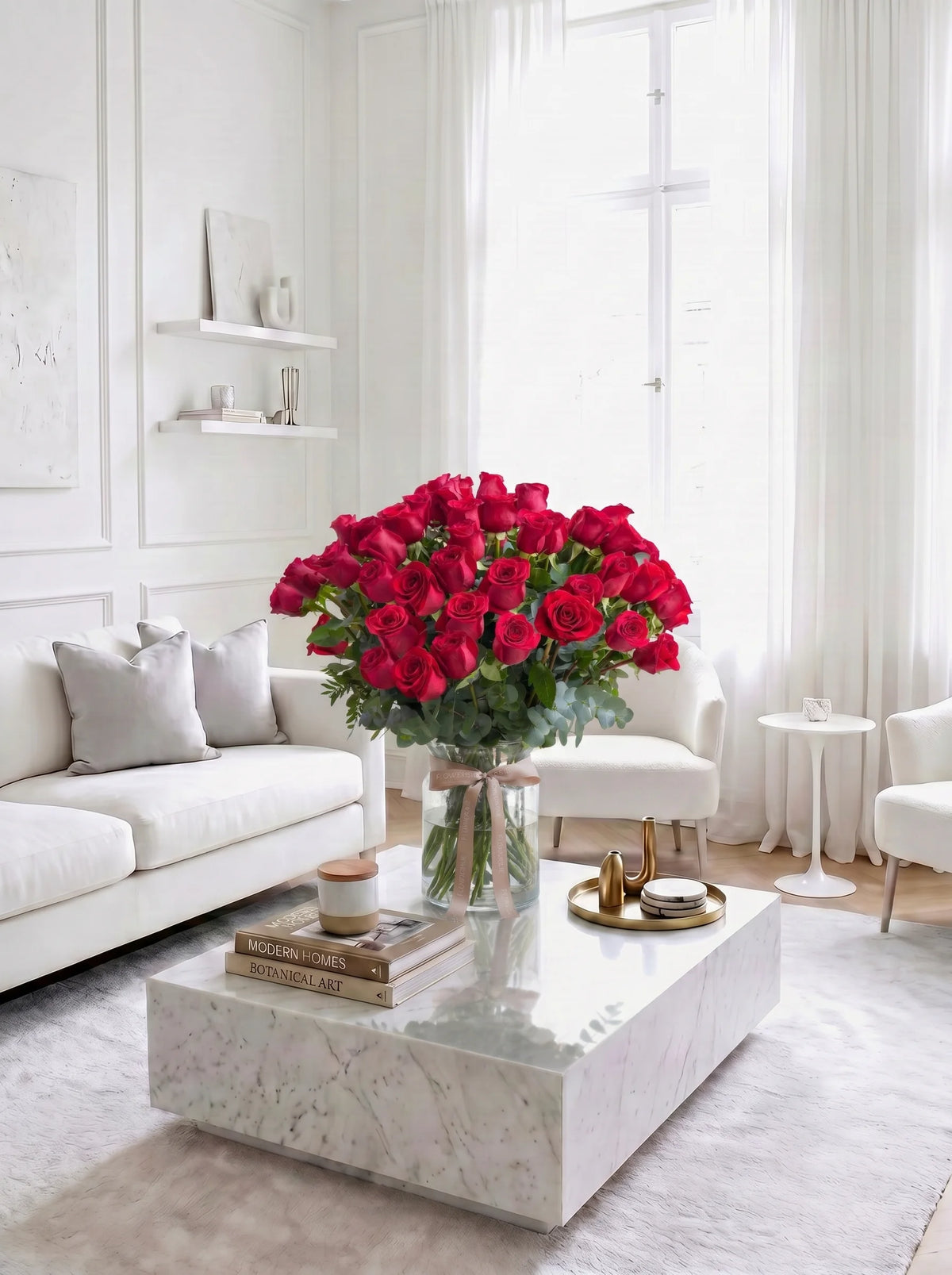 100 Long Stem Red Roses - Vase