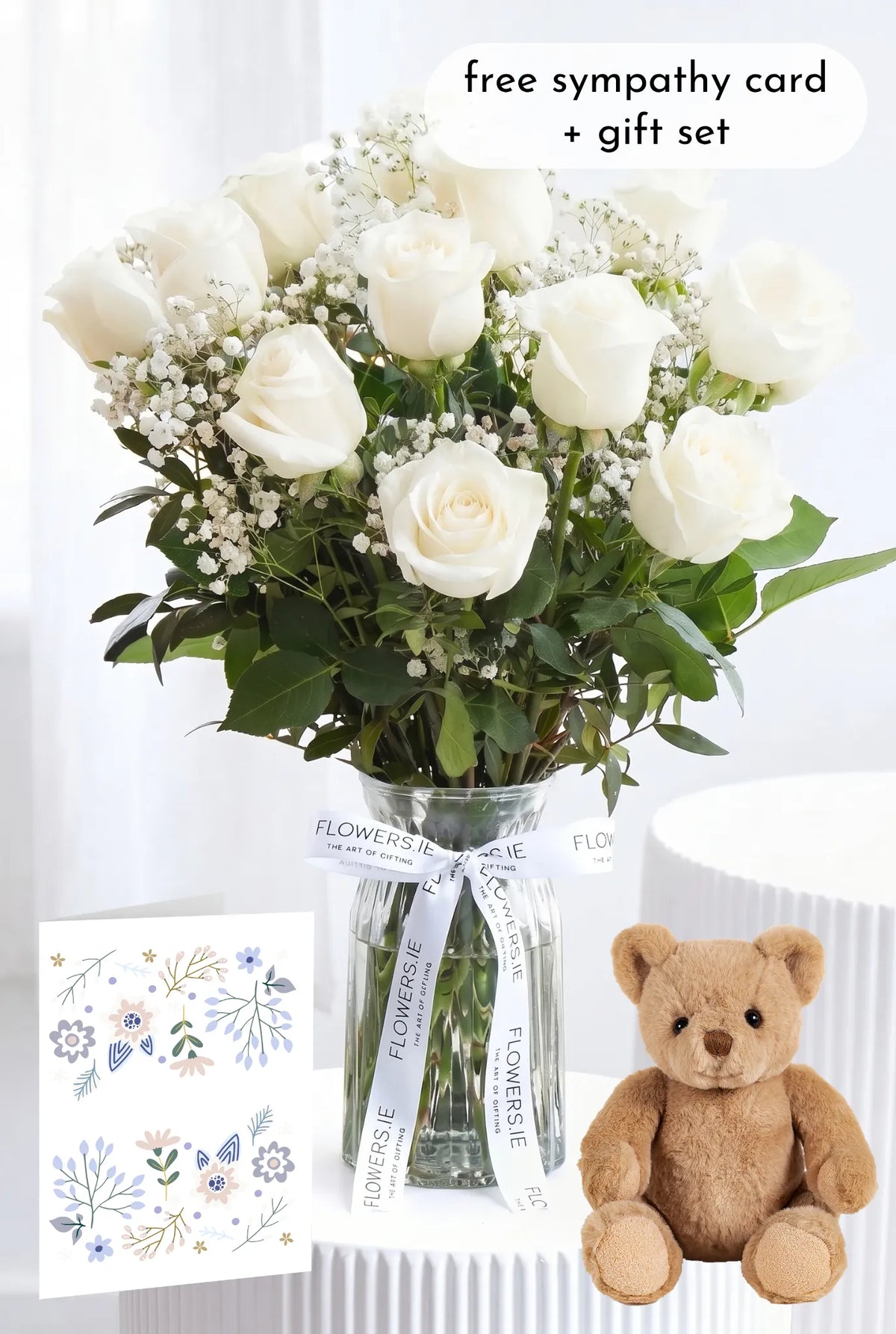 Sympathy 12 White Roses - Vase