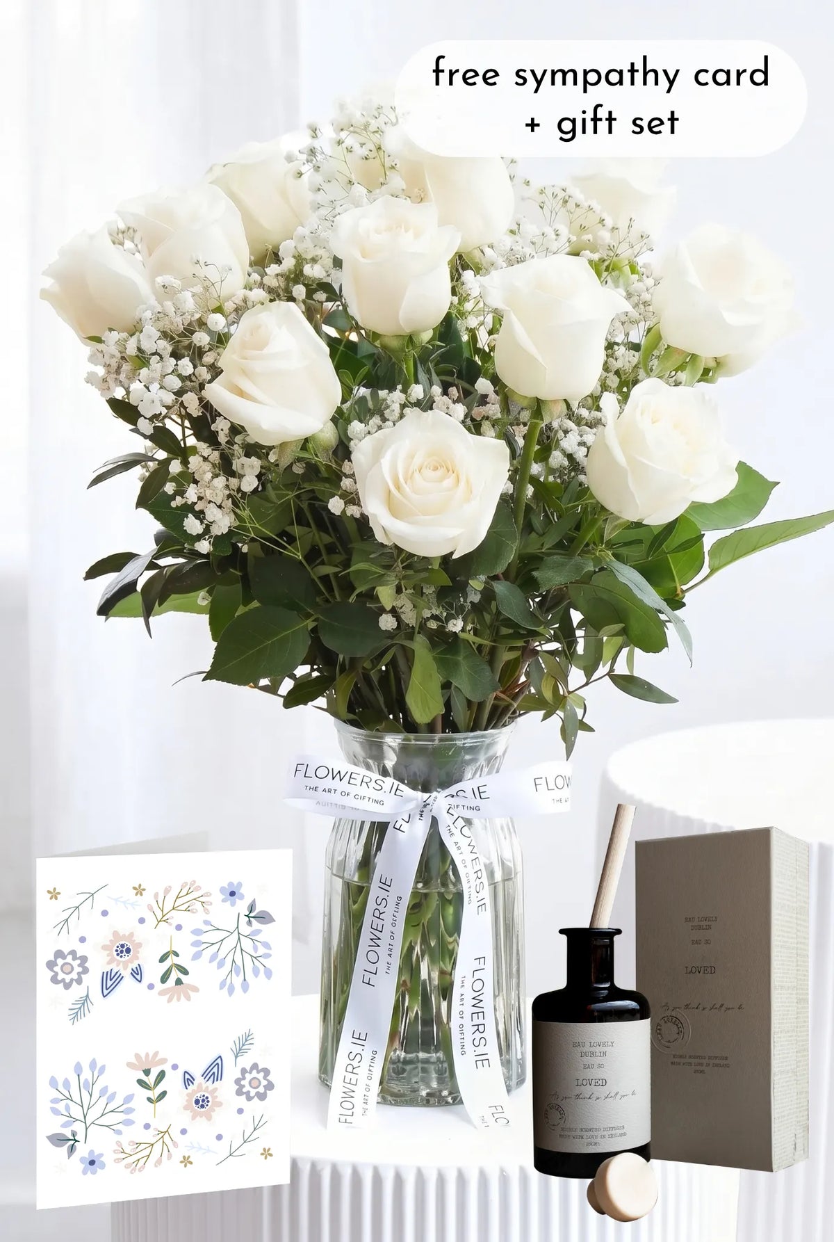 Sympathy 12 White Roses - Vase