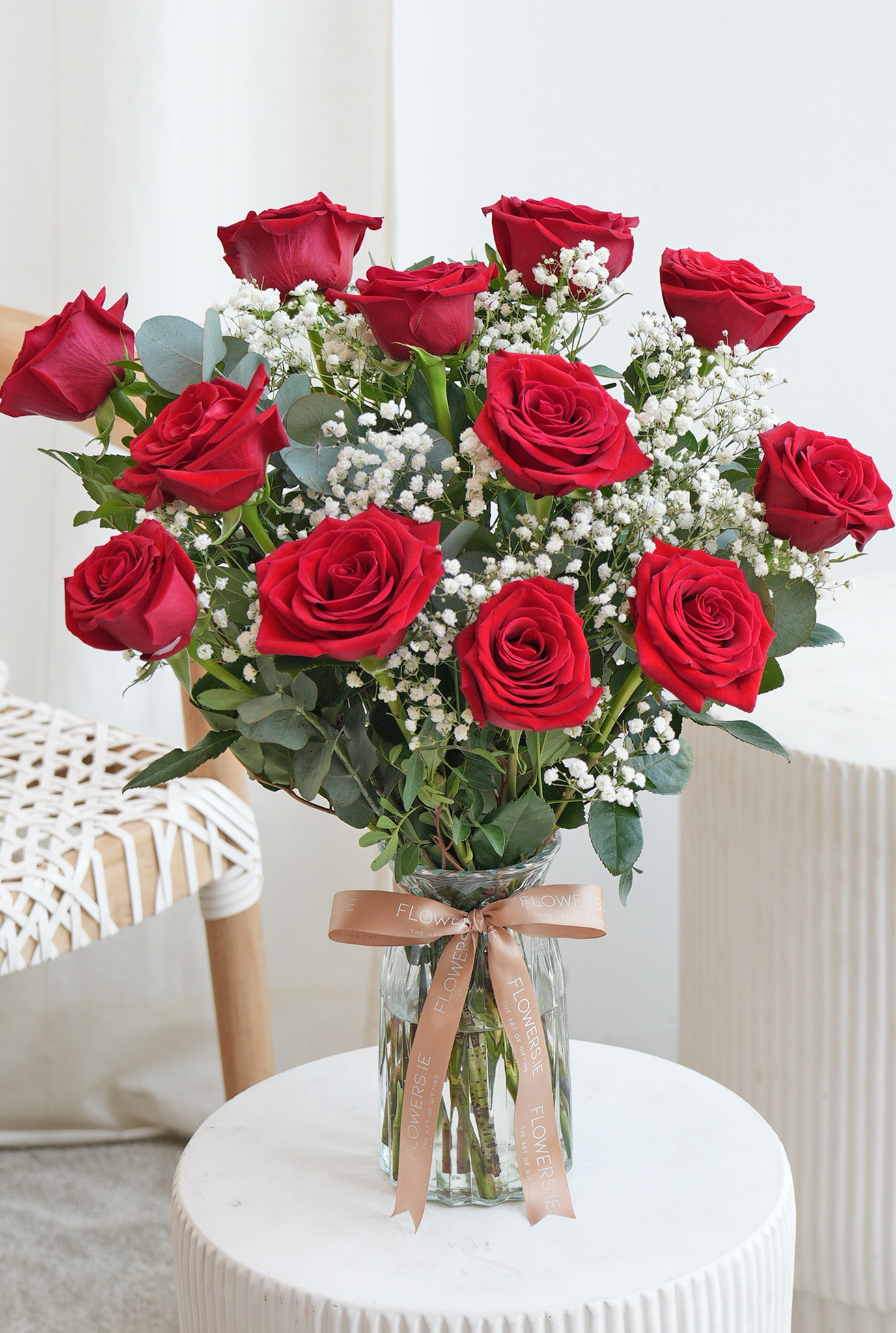 Valentine 12 Luxury Red Roses - Vase w/ Card | Delivery in Ireland ...