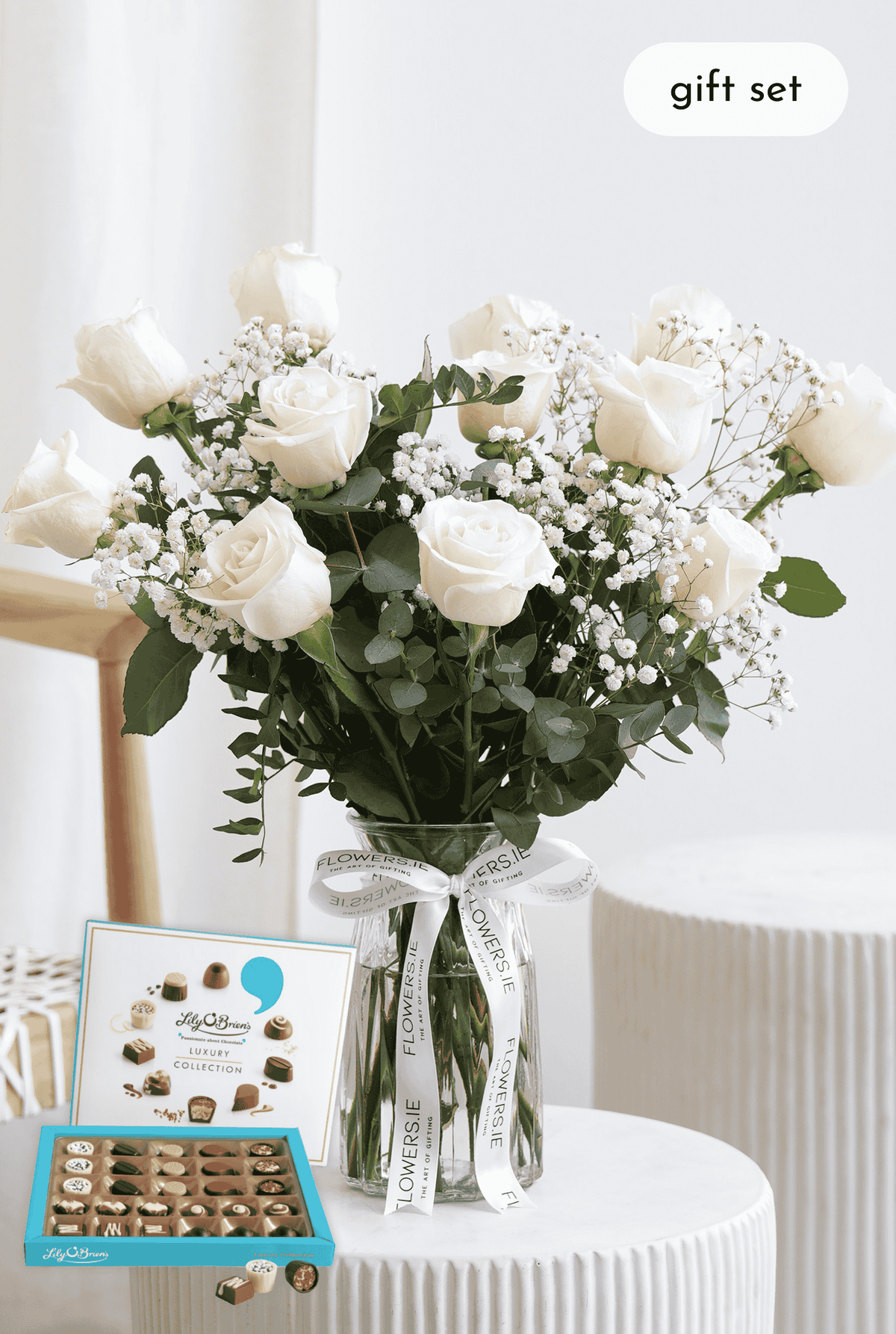 Women's Day 12 Elegant White Roses - Vase