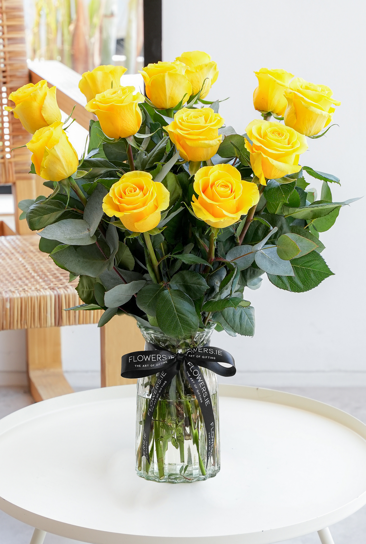 12 Yellow Roses - vase