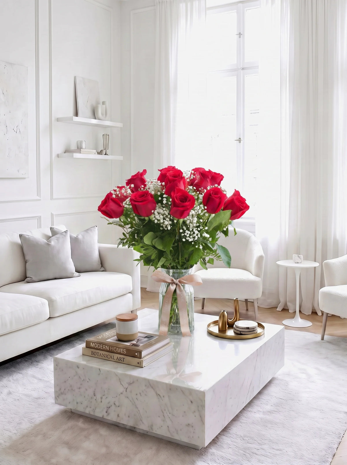 18 Long Stem Red Roses - Vase