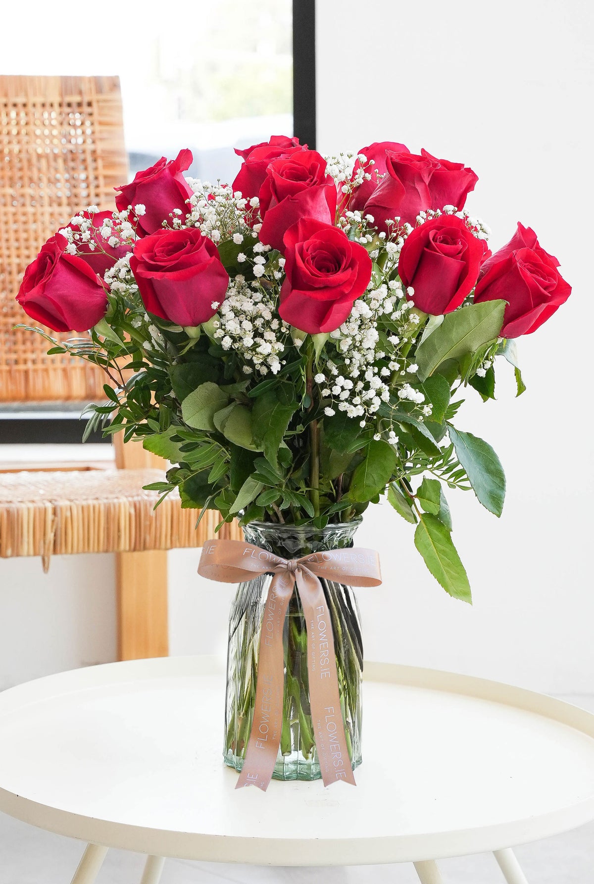18 Long Stem Red Roses - Vase