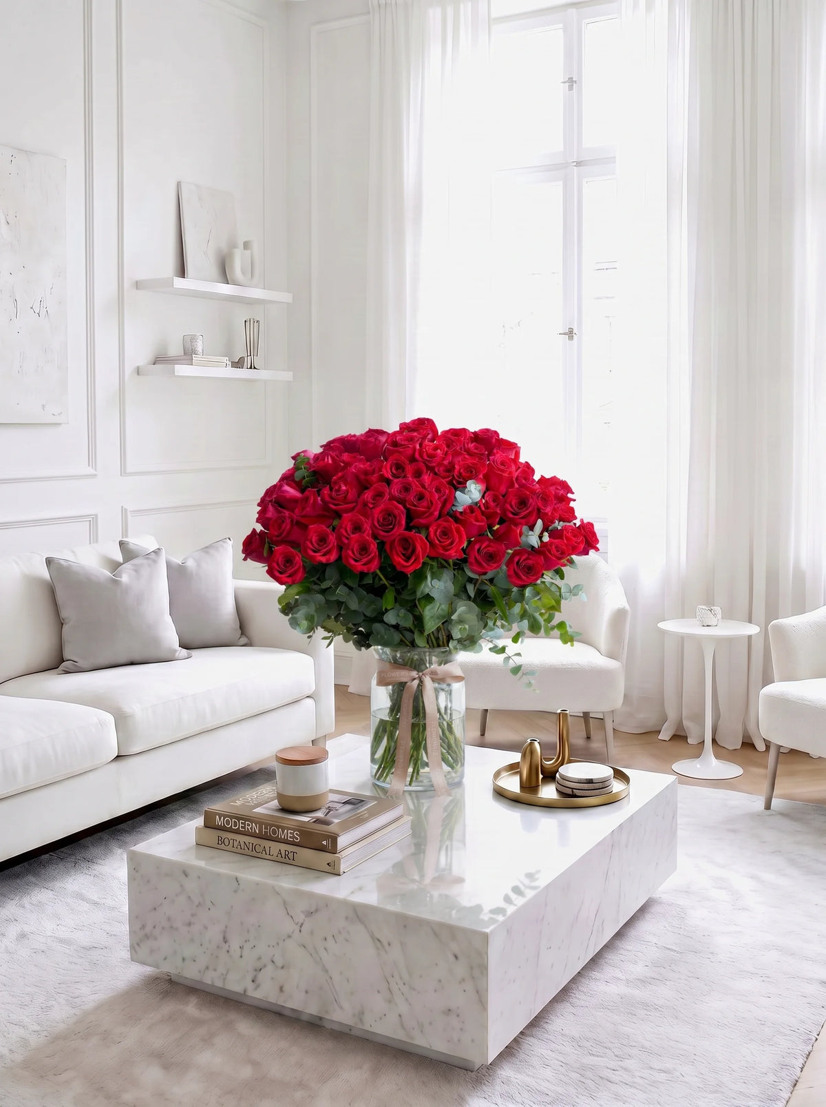 200 Long Stem Red Roses - Vase