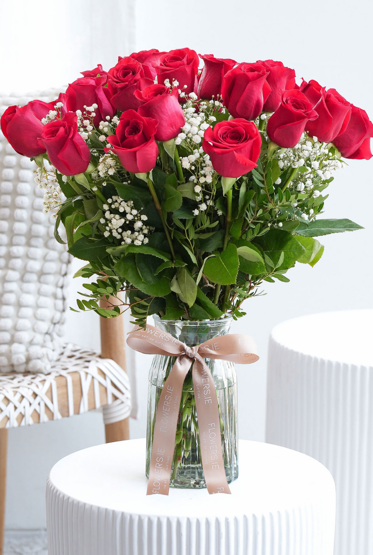 Birthday 24 Long Stem Red Roses - Vase