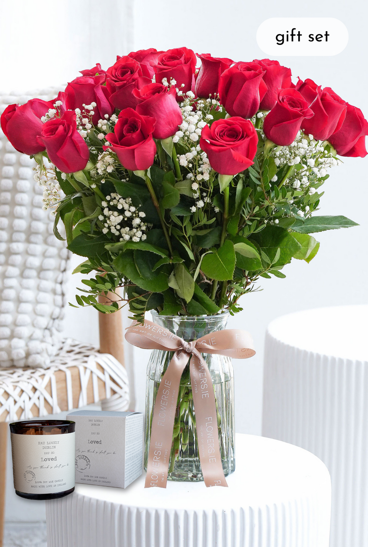 Birthday 24 Long Stem Red Roses - Vase