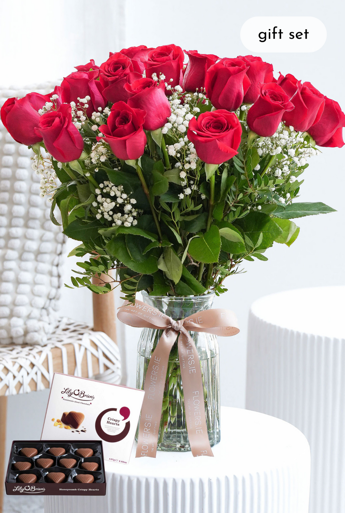 Birthday 24 Long Stem Red Roses - Vase