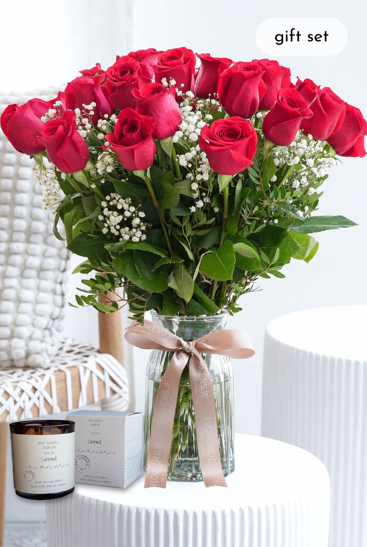 24 Long Stem Red Roses - Vase