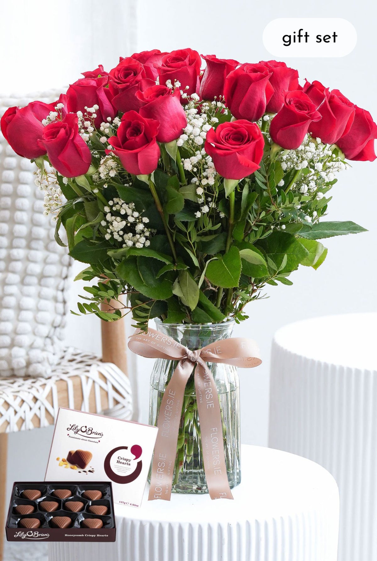 24 Long Stem Red Roses - Vase