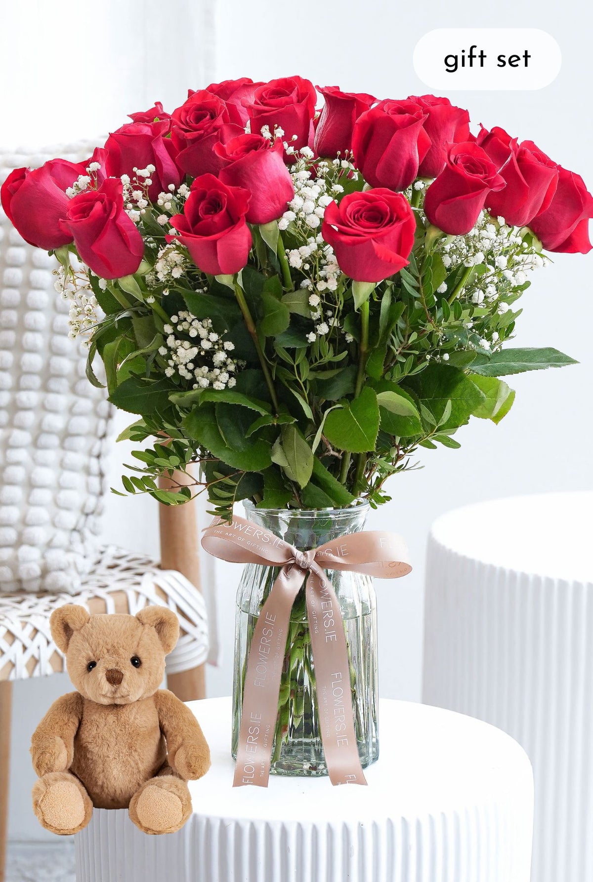 24 Long Stem Red Roses - Vase