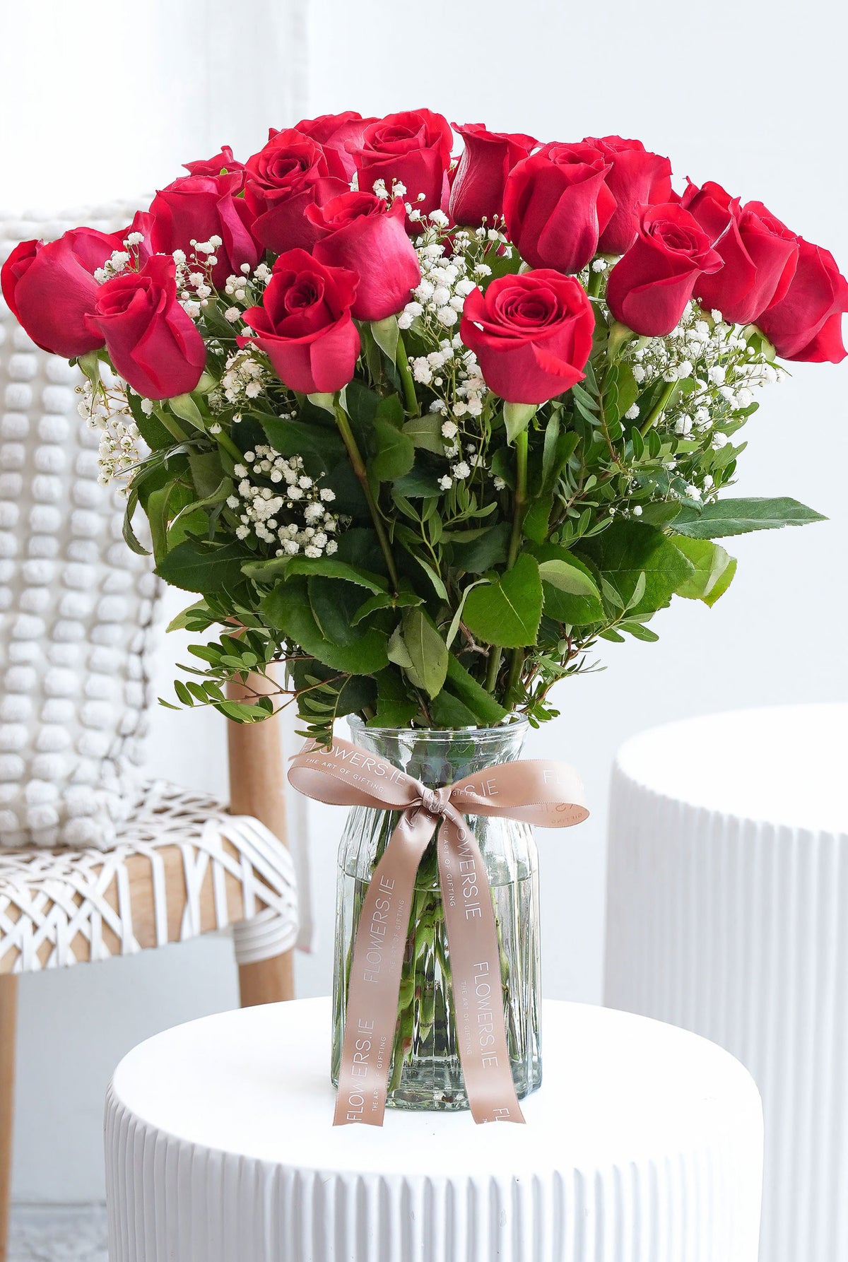 24 Long Stem Red Roses - Vase