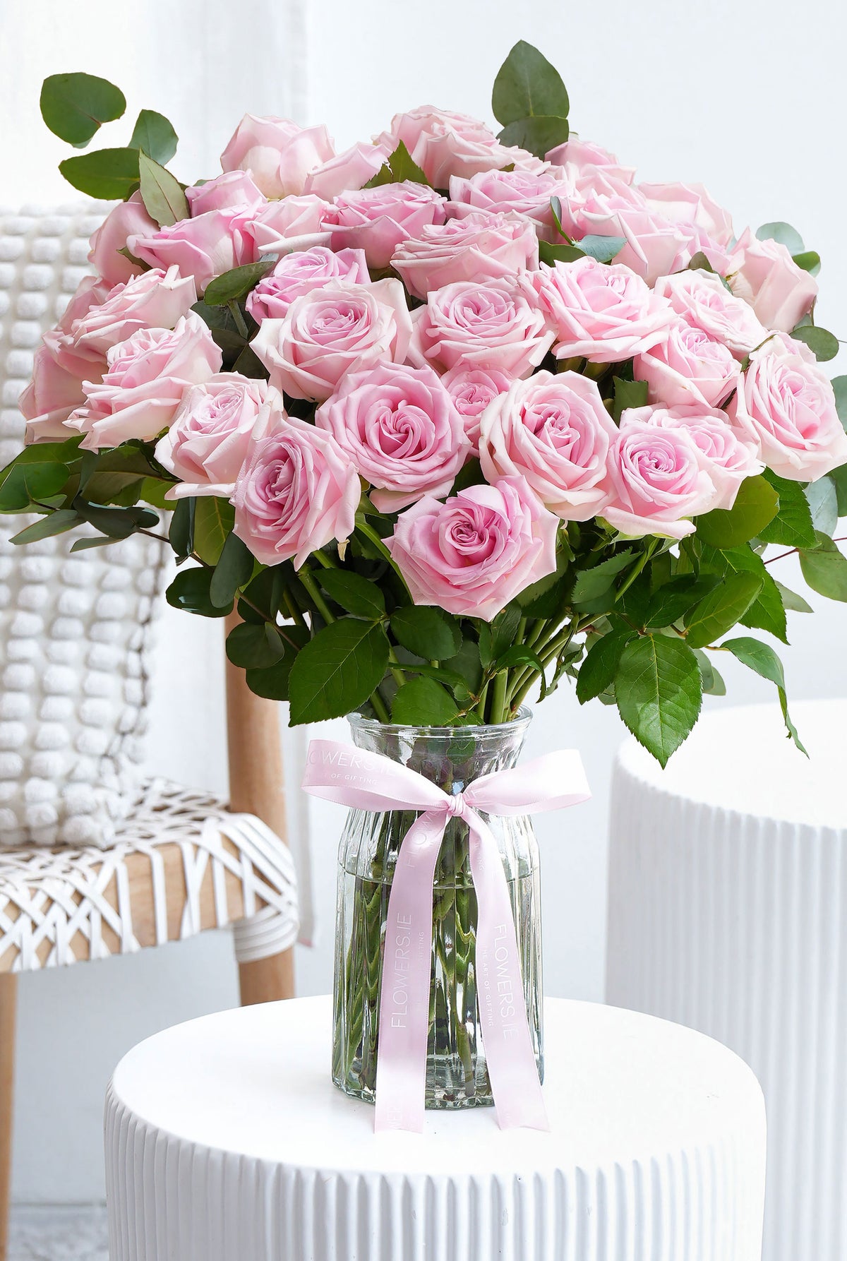 36 Long Stem Pink Roses - Vase