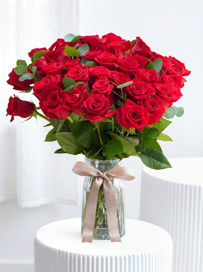 36 Long Stem Red Roses - Vase