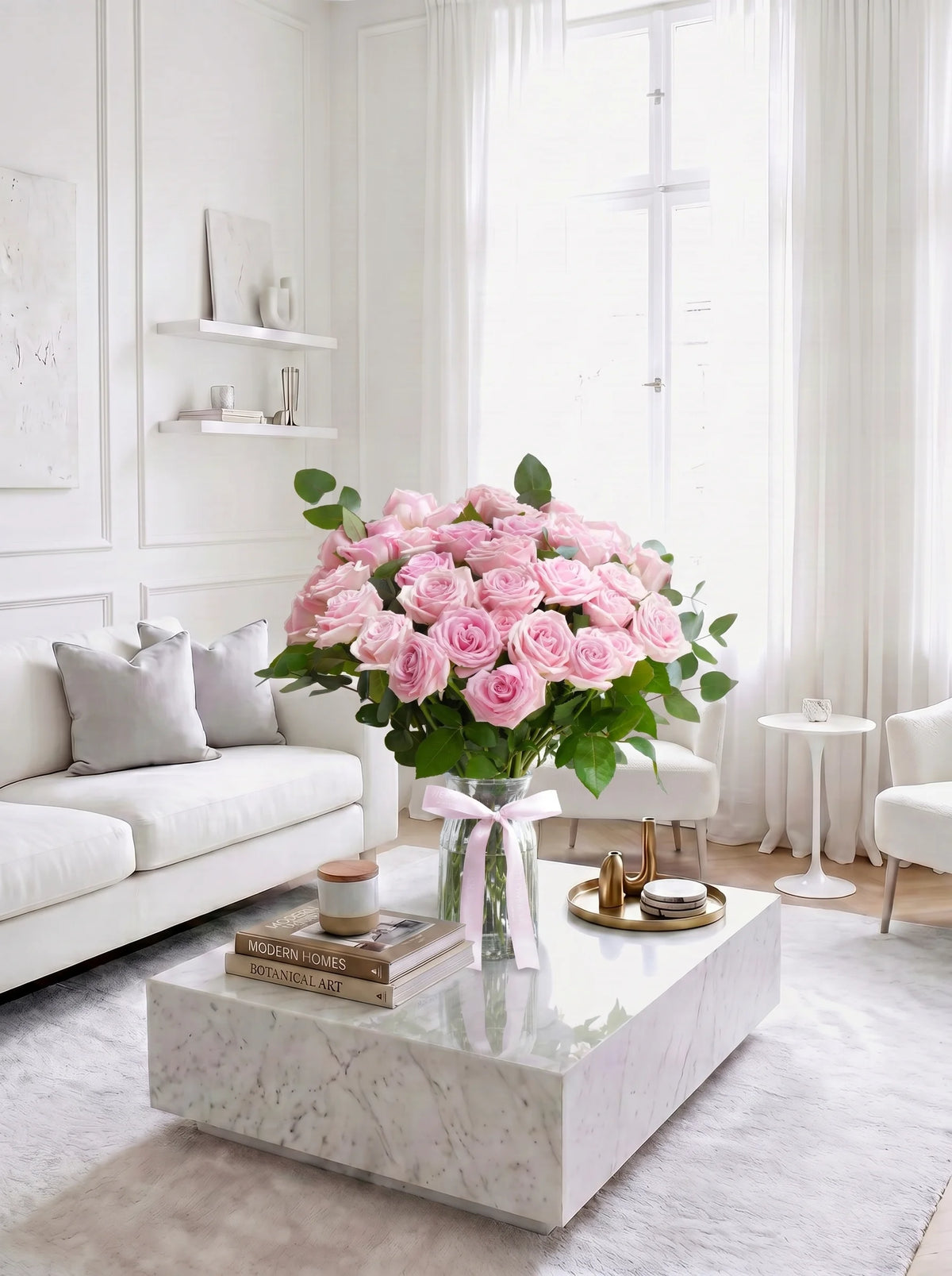 36 Long Stem Pink Roses - Vase
