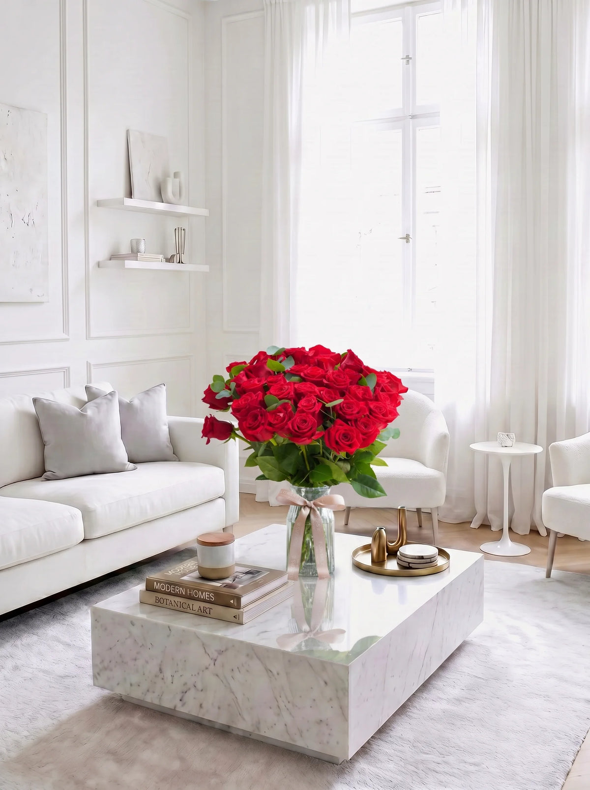 36 Long Stem Red Roses - Vase
