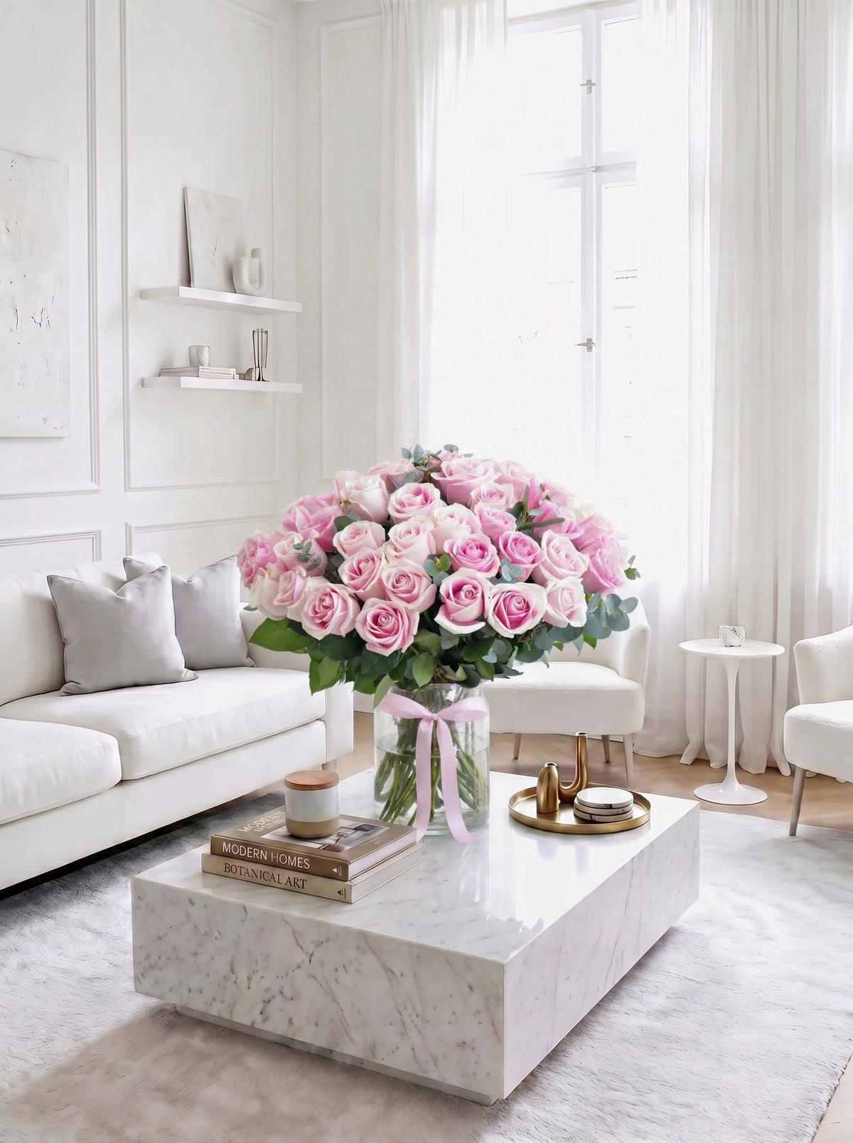 50 Long Stem Pink Roses - Vase