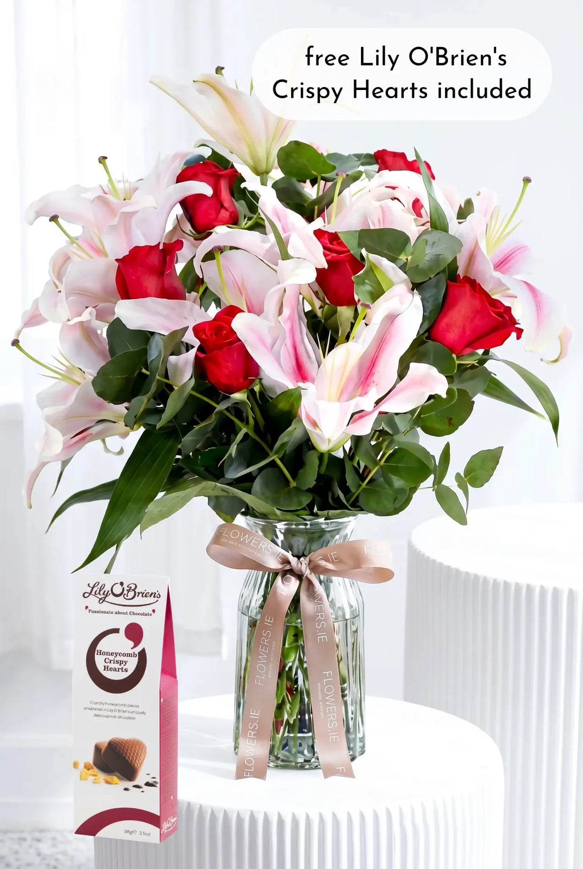 Thank You Red Roses and Pink Lily - Vase