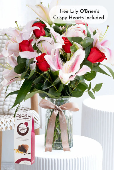 Thank You Red Roses and Pink Lily - Vase