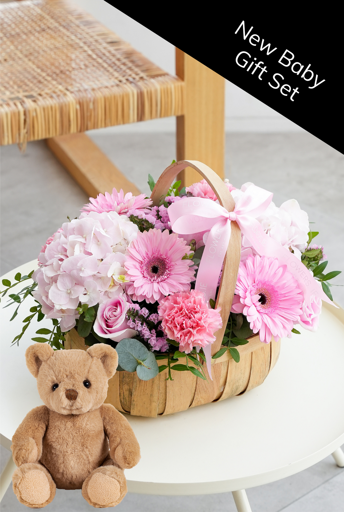 New Baby Pretty Pink - Basket Gift Set Bundle