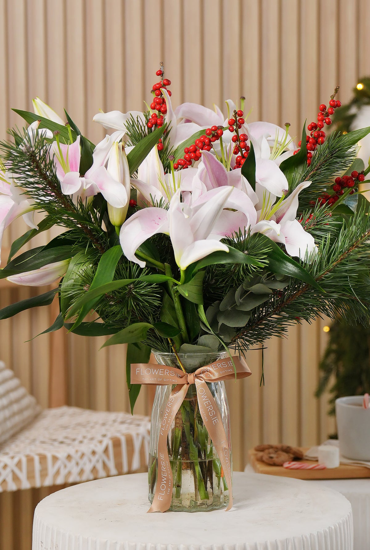 Christmas Pink Scented Lily - Vase