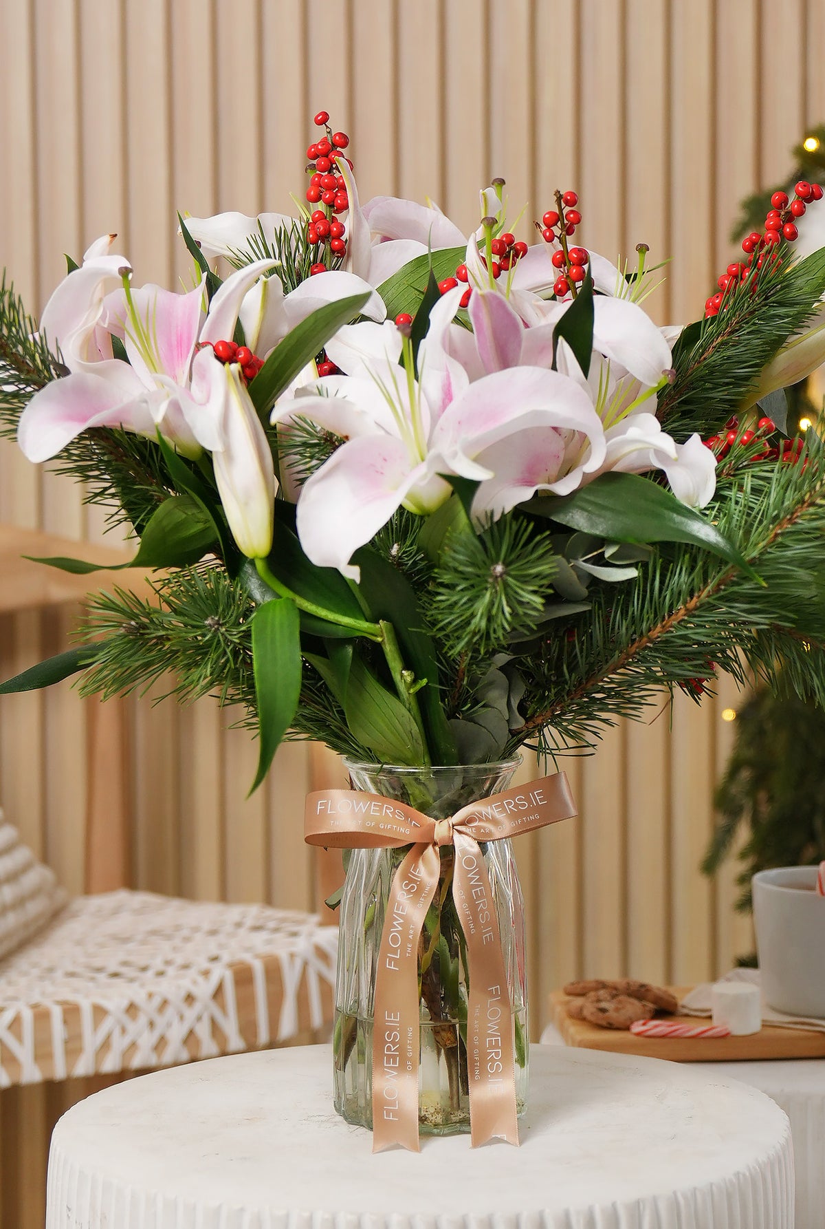 Christmas Pink Scented Lily - Vase