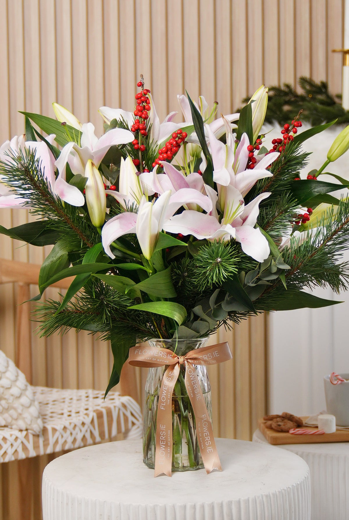 Christmas Pink Scented Lily - Vase