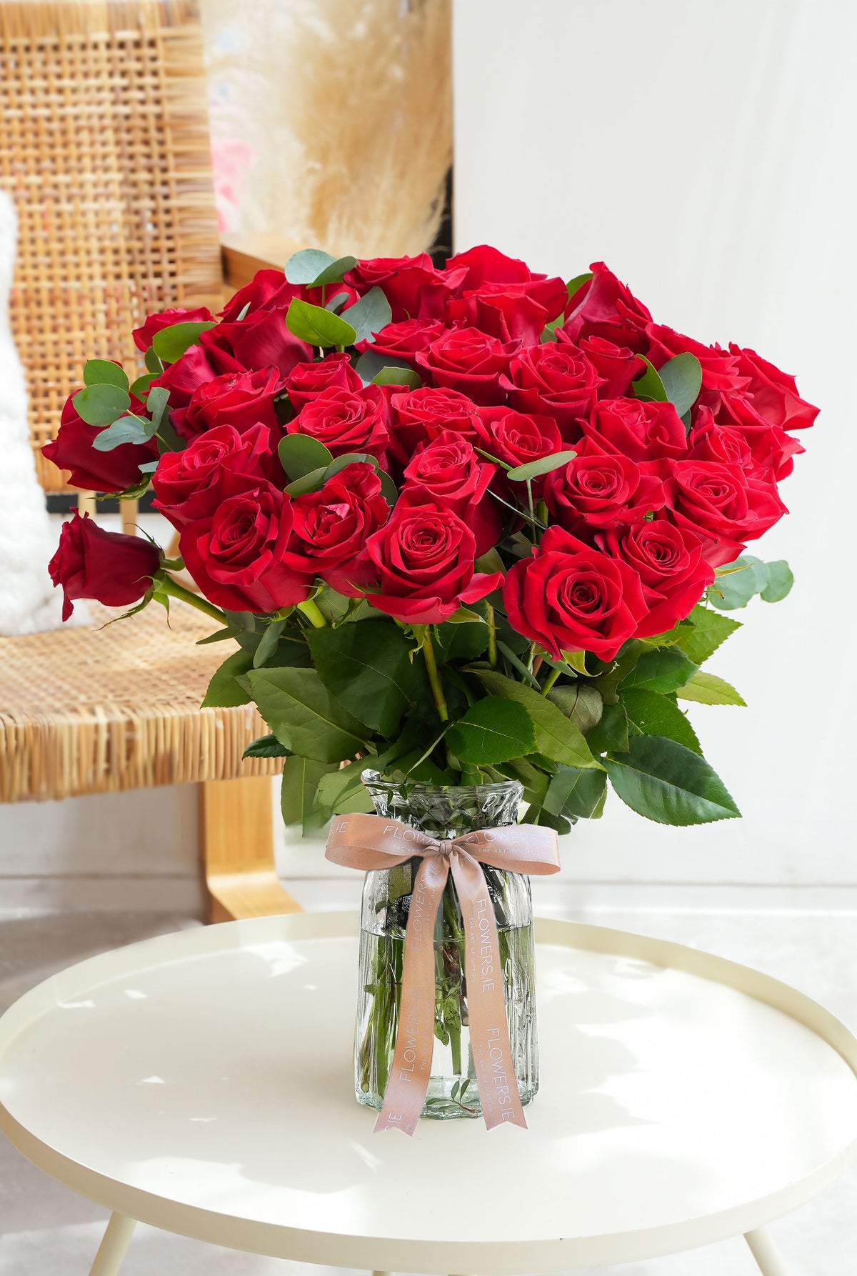 36 Long Stem Red Roses - Vase