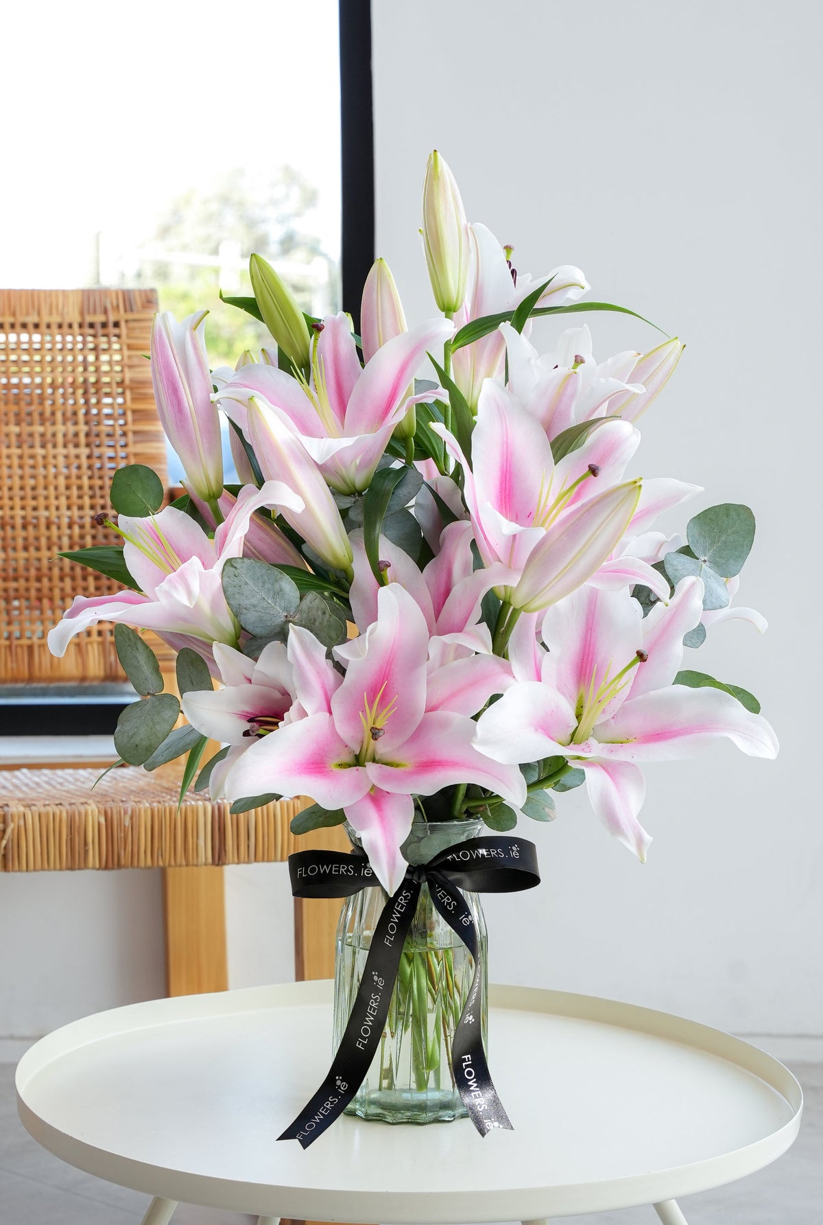 Pink Scented Lily in a Vase (with Free Crispy Hearts)