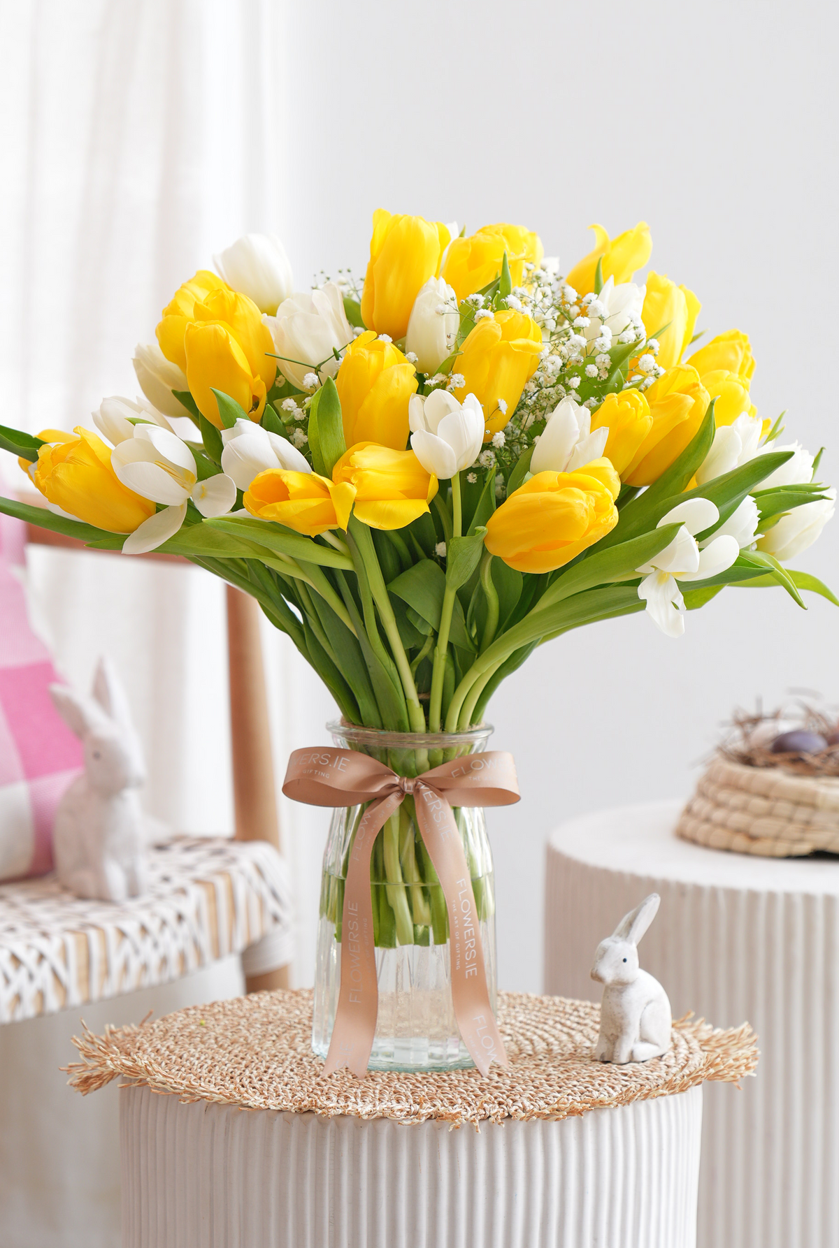 Luxury White &amp; Yellow Tulips - Vase