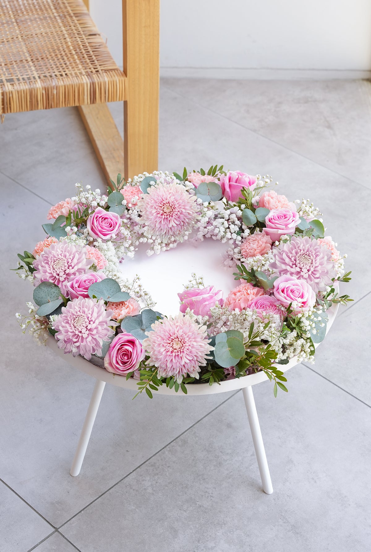 Pink Delight Funeral Wreath