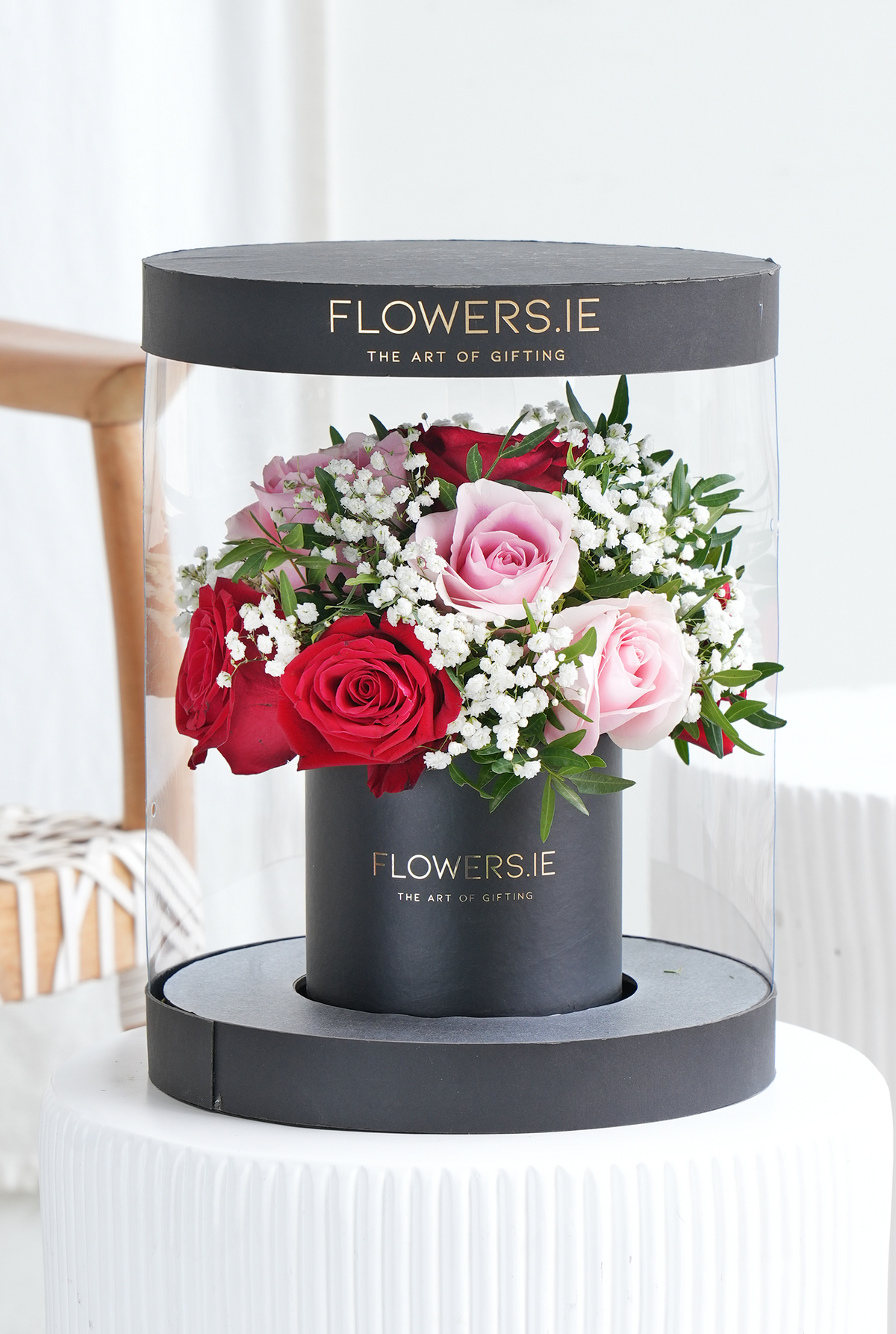 Valentine Premium Red and Pink Rose - Hatbox