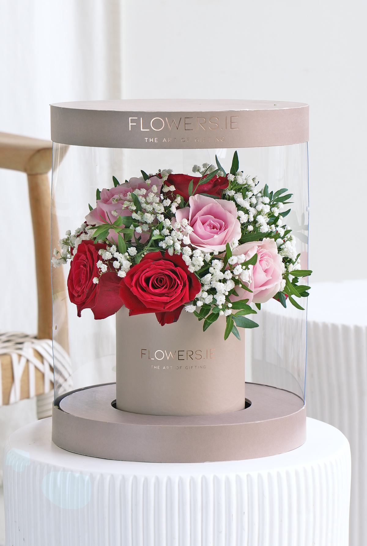 Valentine Premium Red and Pink Rose - Hatbox