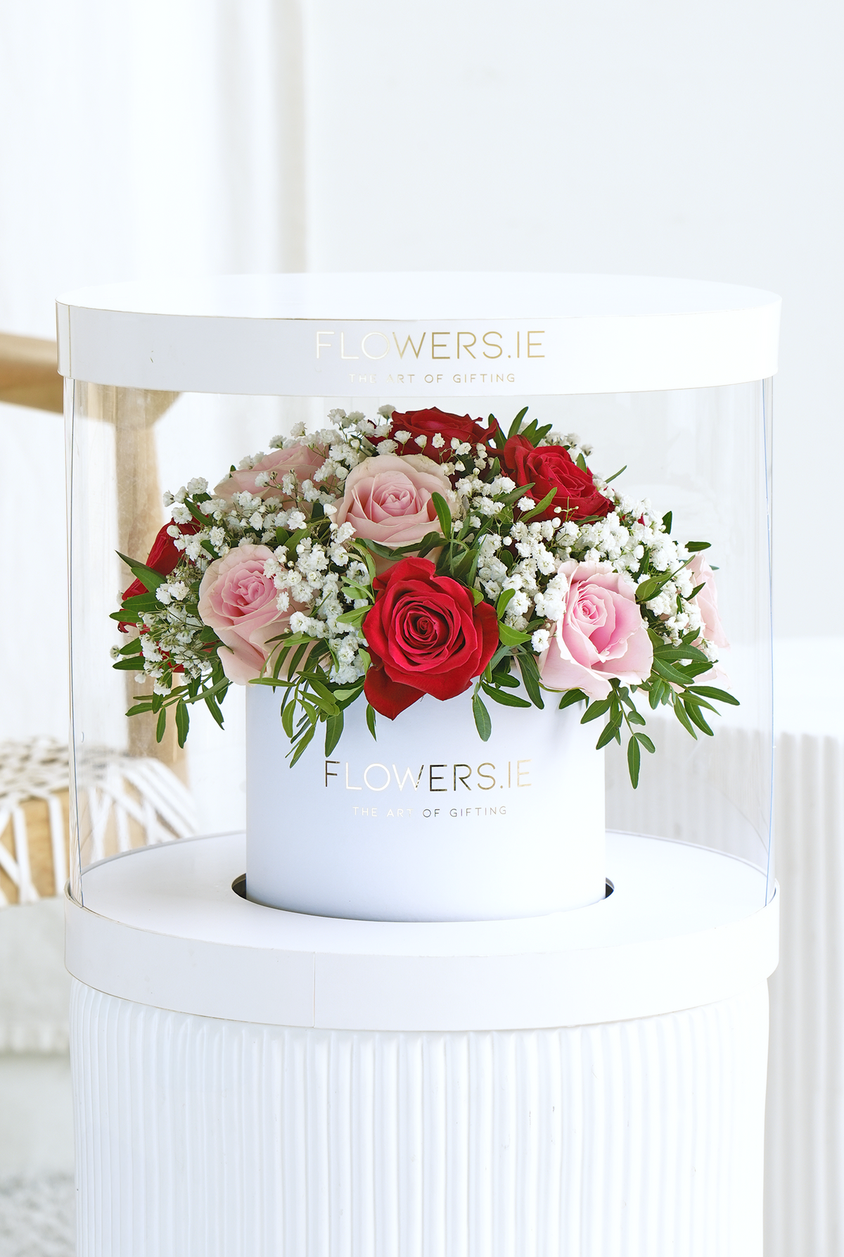 Valentine Premium Red and Pink Rose - Hatbox