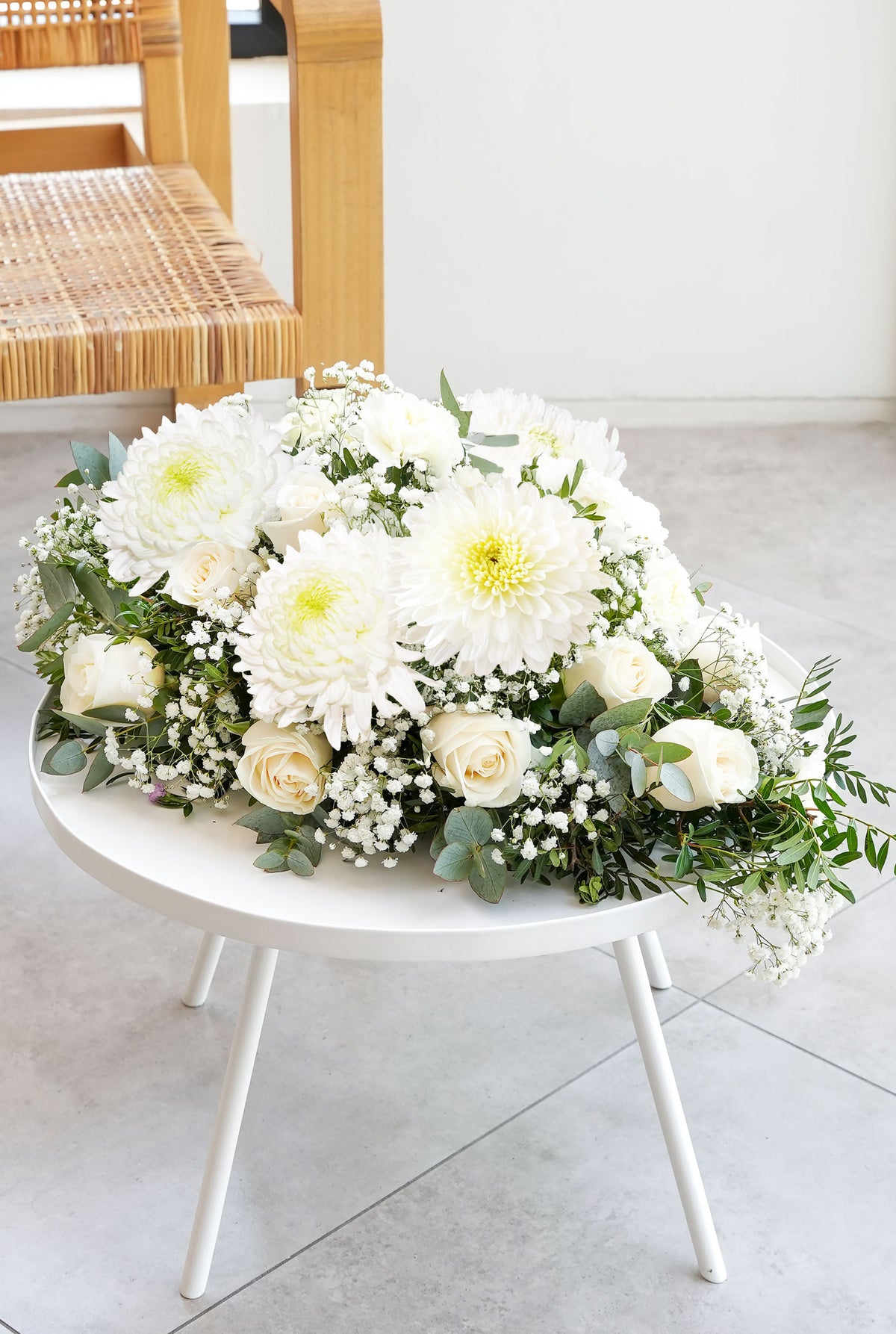 White Serenity Funeral Spray