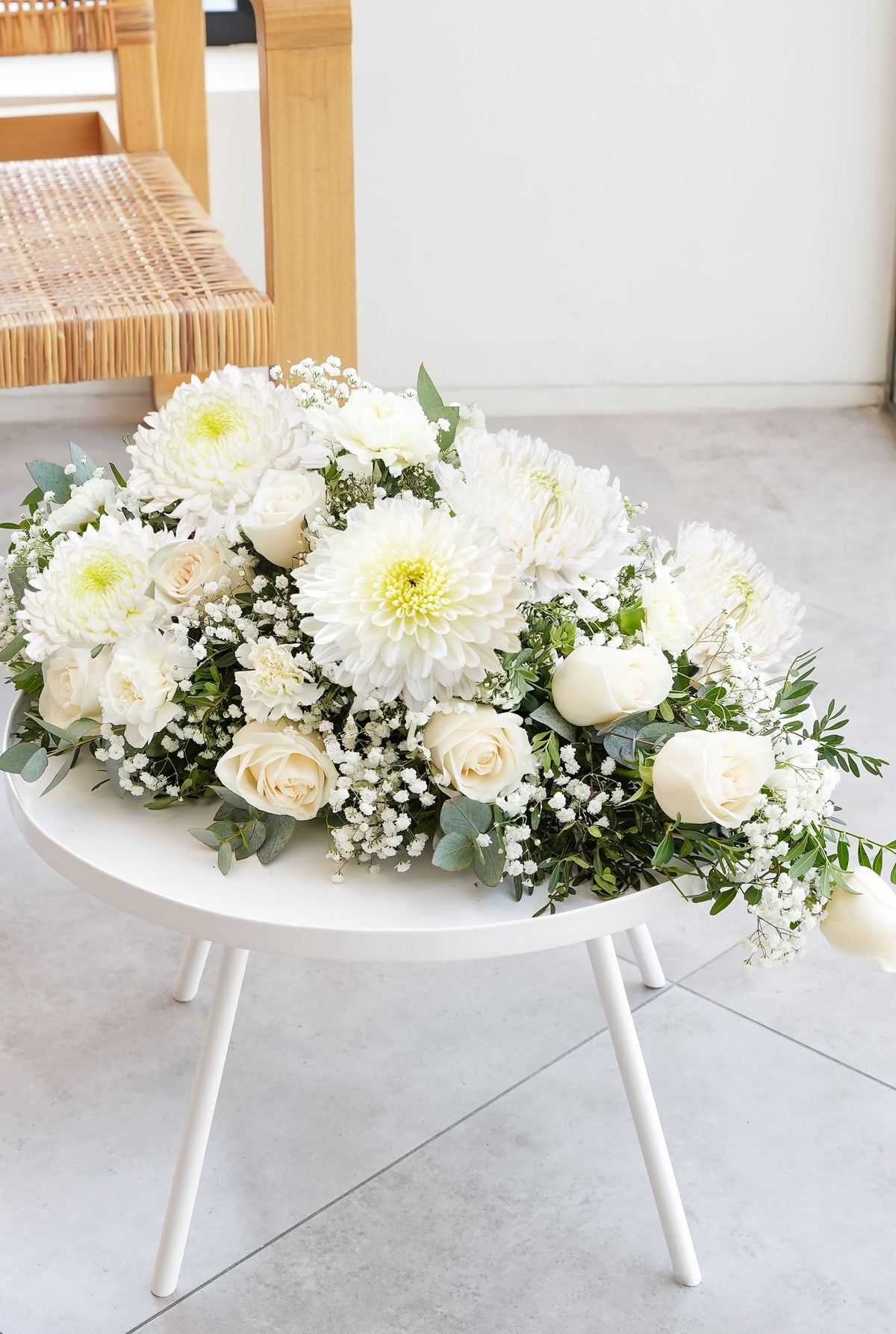 White Serenity Funeral Spray