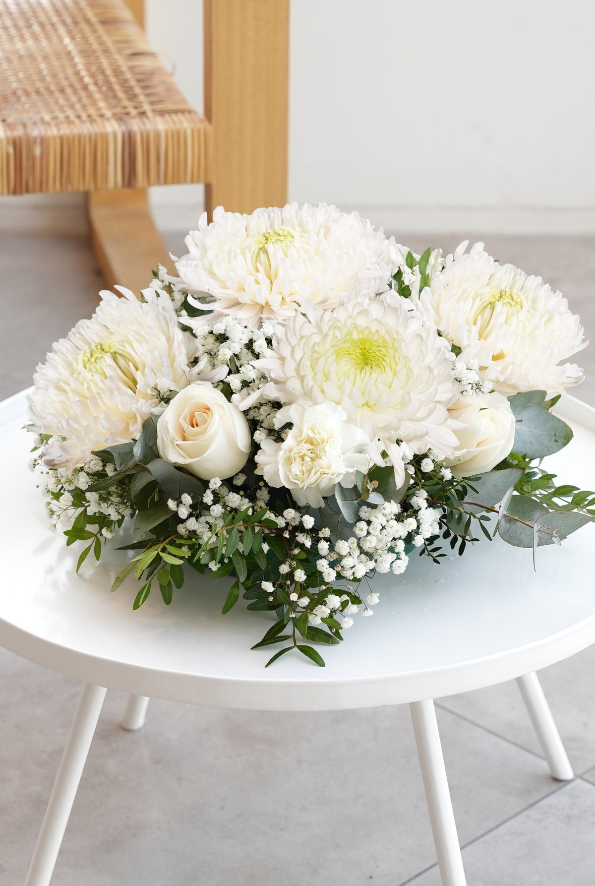 White Serenity Funeral Posy Pad