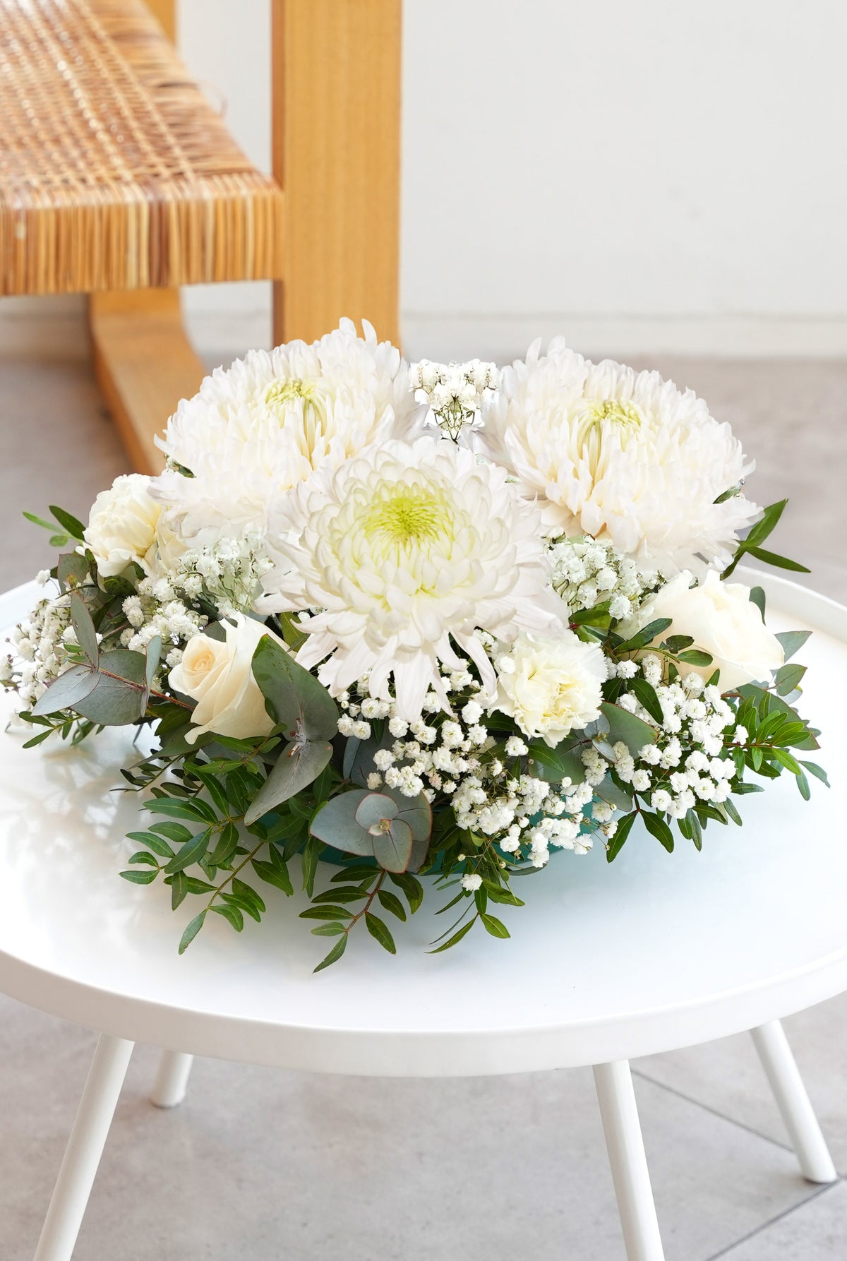 White Serenity Funeral Posy Pad