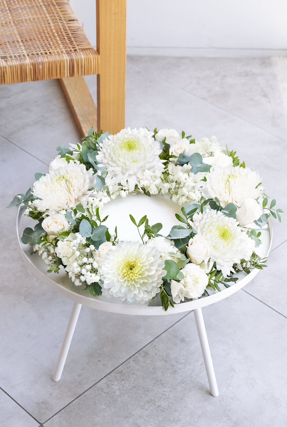 White Serenity Funeral Wreath