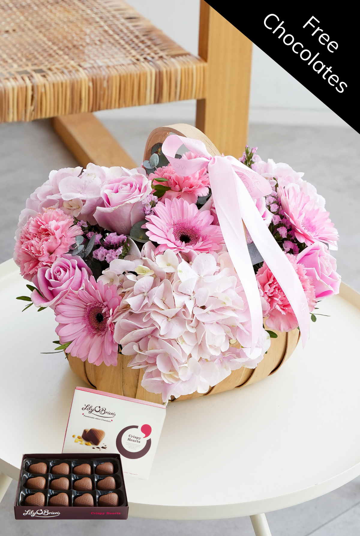 Pretty Pink - Basket (with Free Crispy Hearts)