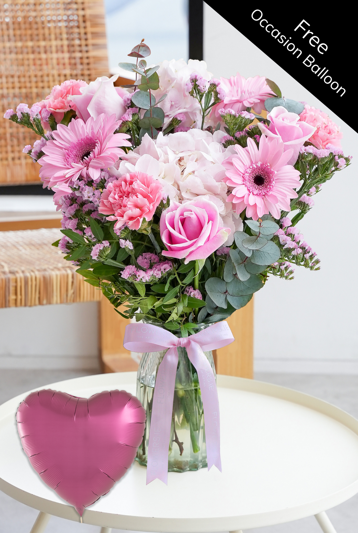 Pretty Pink - Vase (Complimentary Occasion Balloon)