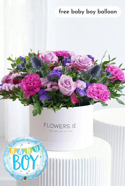 Baby Boy Lavender Floral - Hatbox