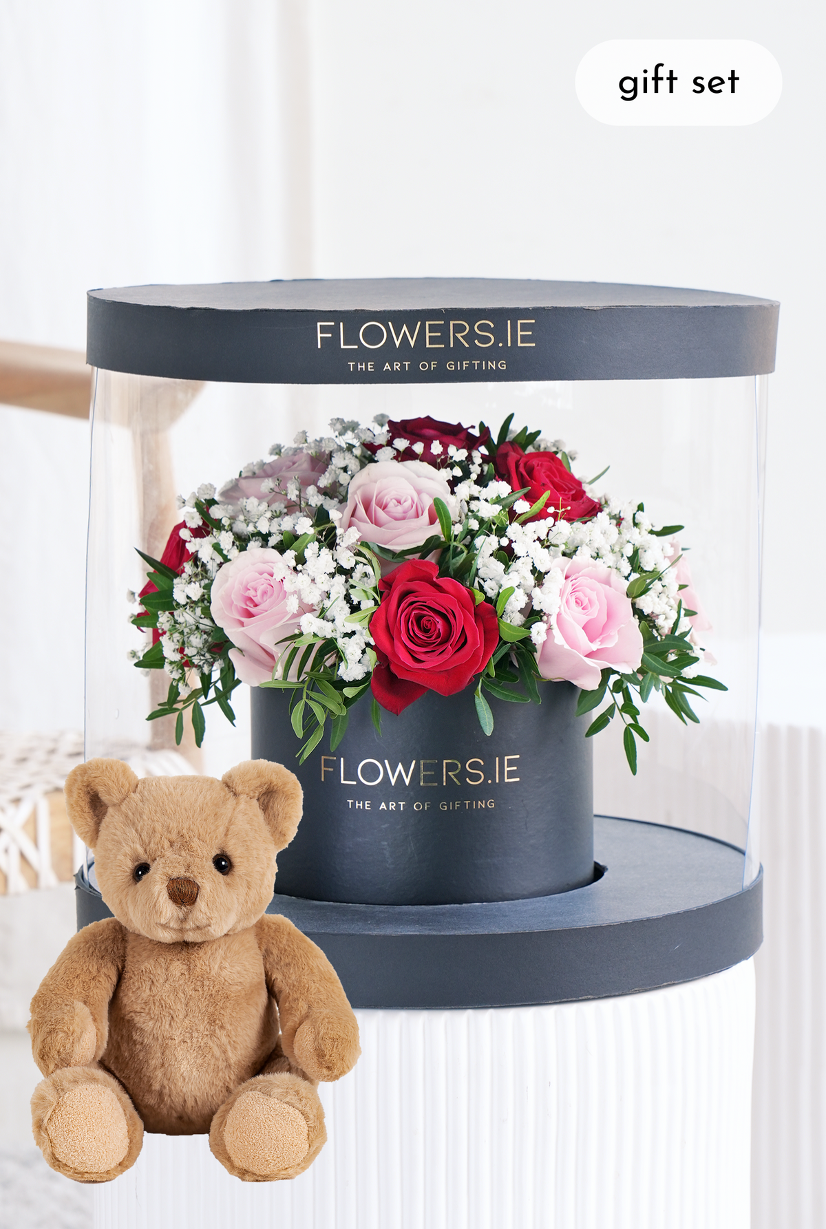 Valentine Premium Red and Pink Rose - Hatbox