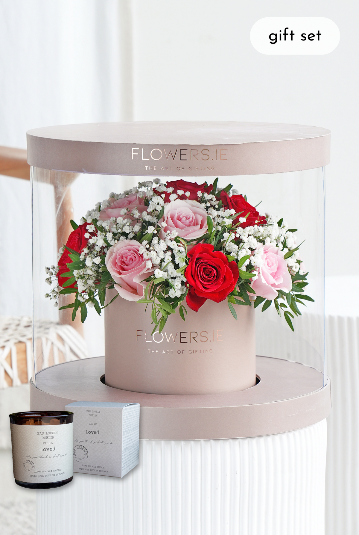 Valentine Premium Red and Pink Rose - Hatbox