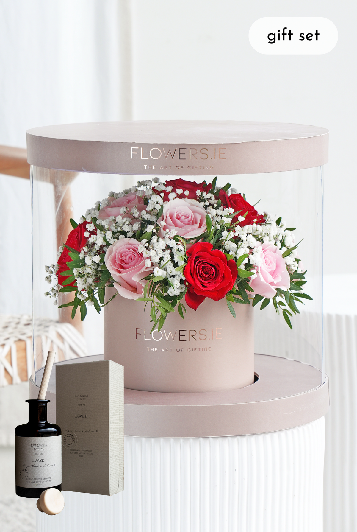 Valentine Premium Red and Pink Rose - Hatbox