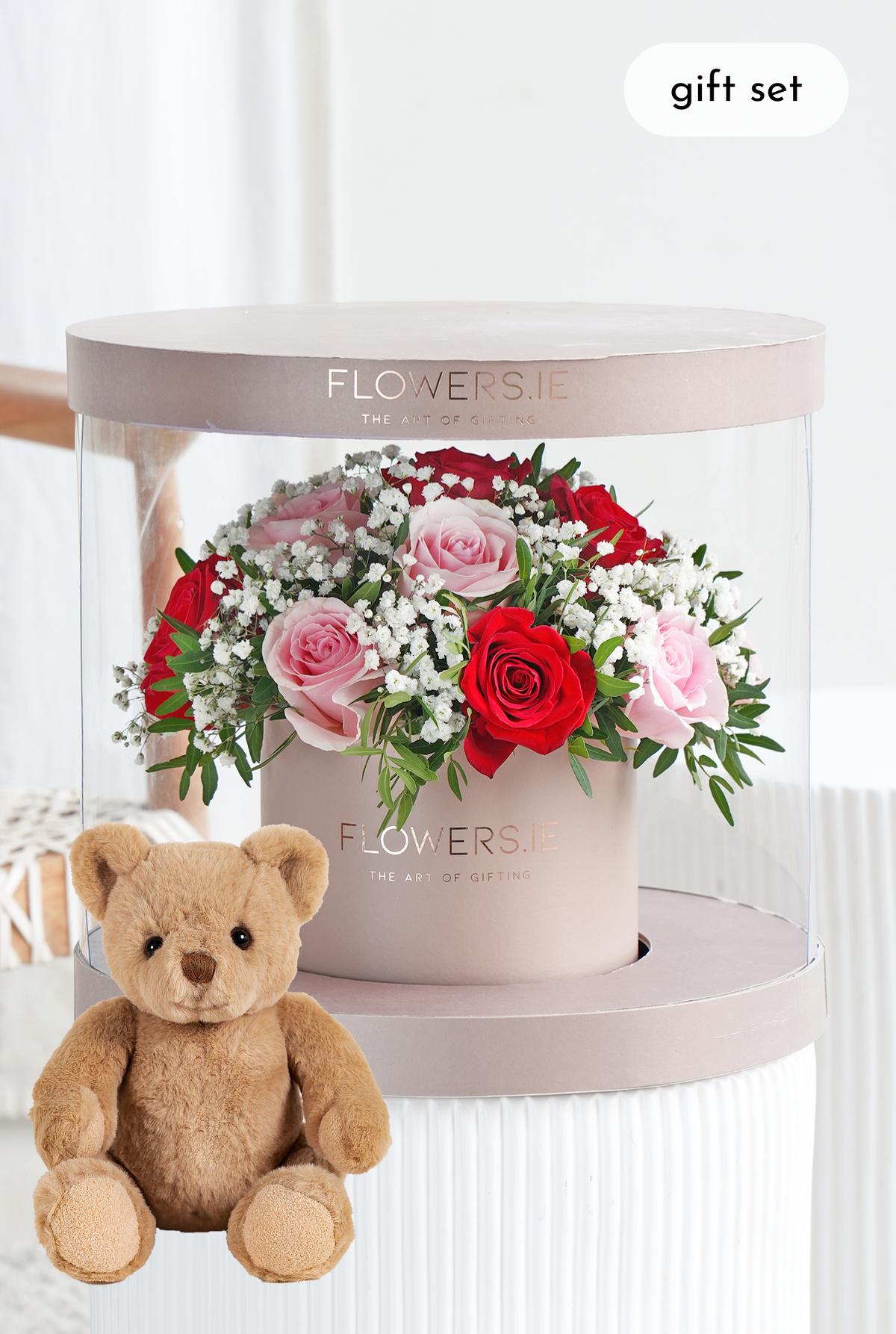 Valentine Premium Red and Pink Rose - Hatbox