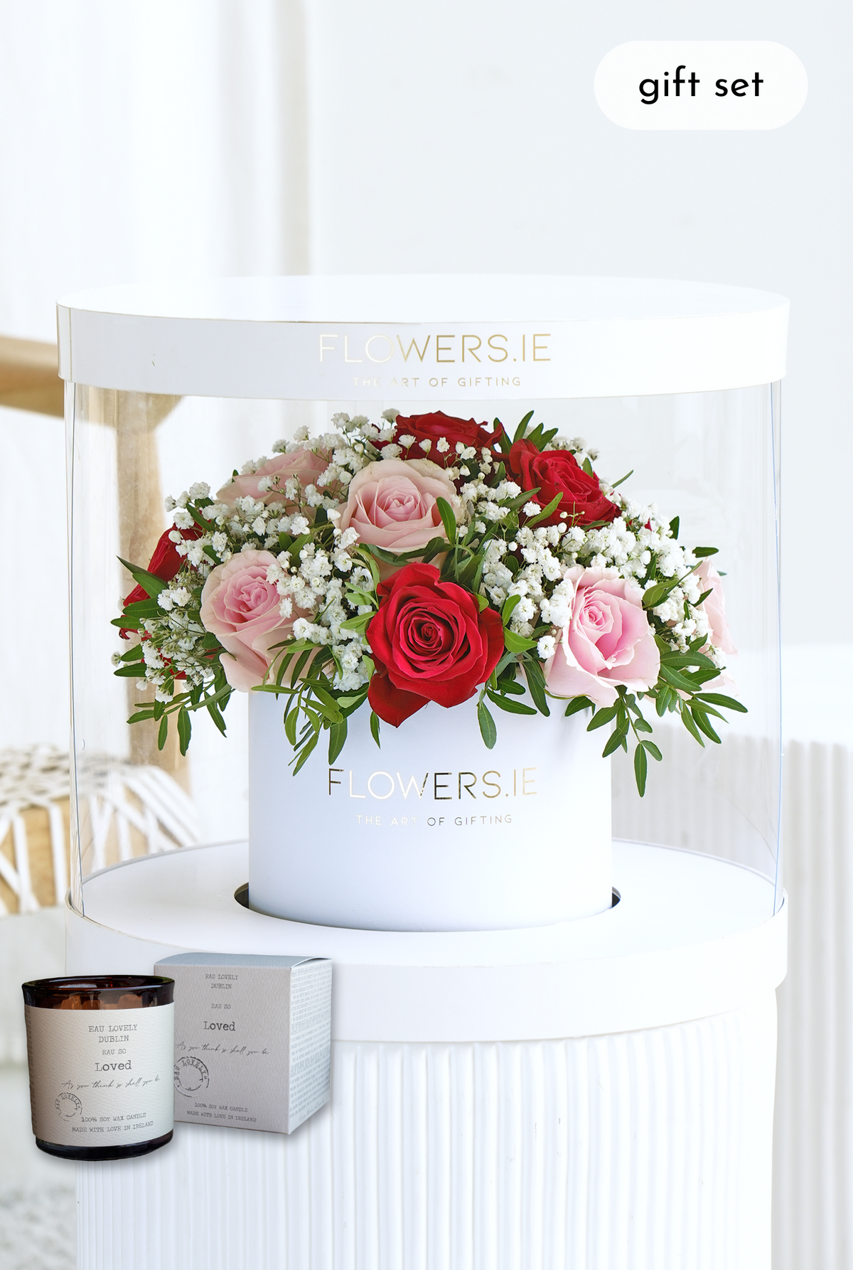 Valentine Premium Red and Pink Rose - Hatbox