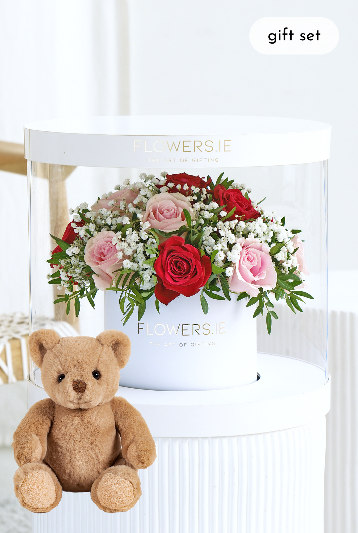 Valentine Premium Red and Pink Rose - Hatbox